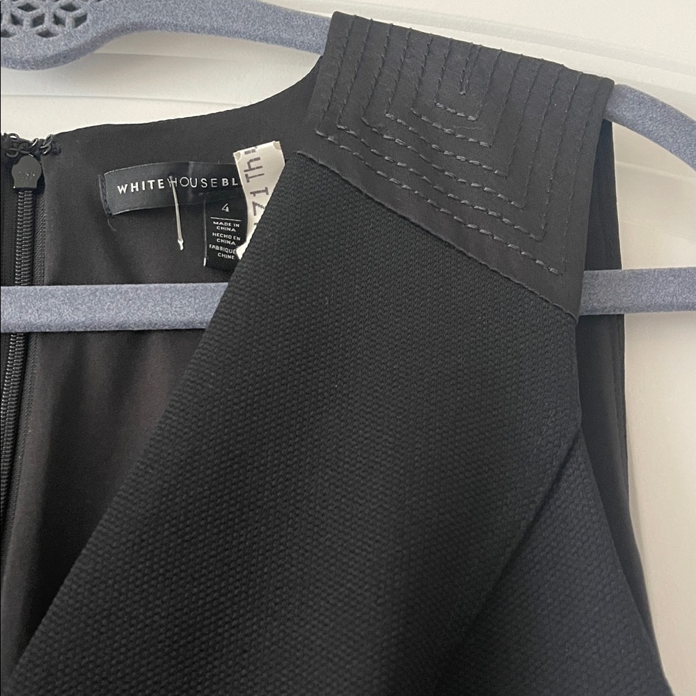 White House Black Market Black V-Neck Dress 4‎ - Picture 4 of 10
